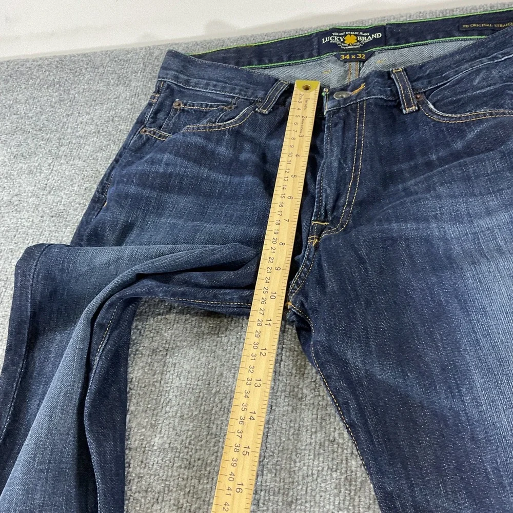 Lucky Brand 221 Original Straight Mens Jeans 34x32 Dark Wash Stretch Denim Pants